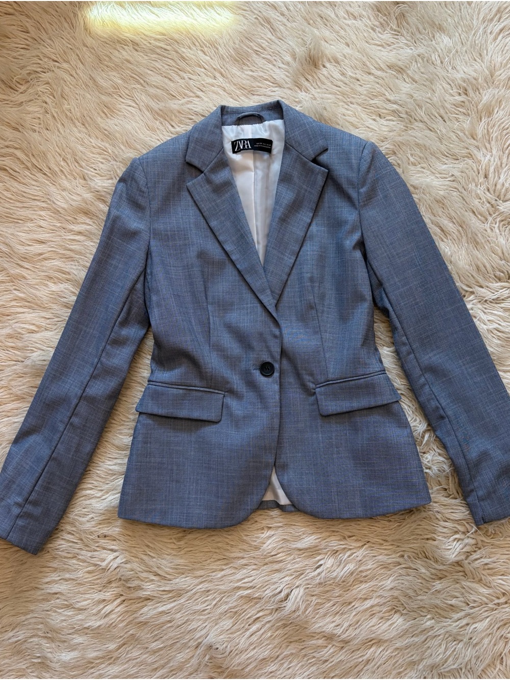 Zara Women’s gray/ blue Single-Button Tailored Blazer